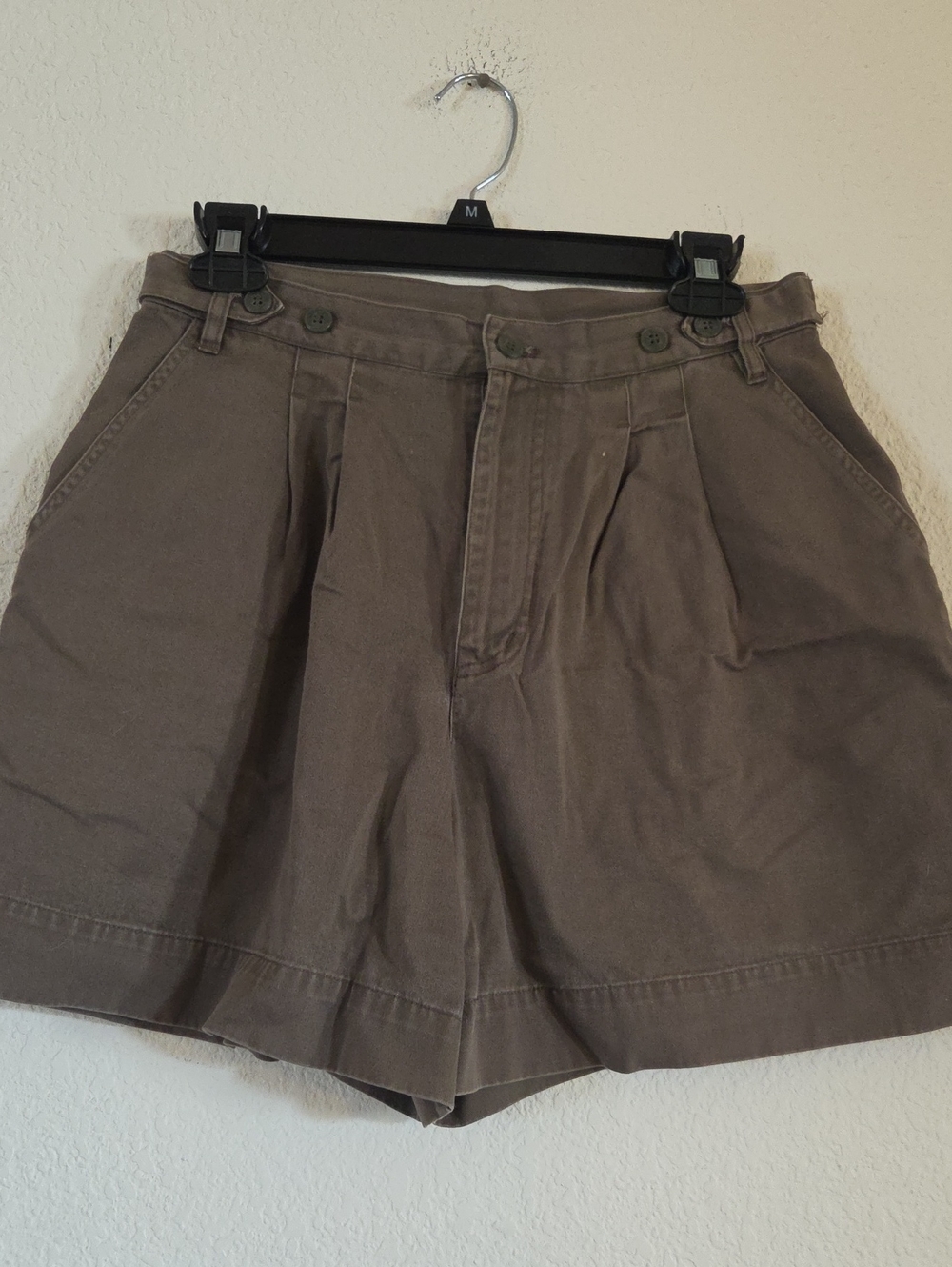 Casual Corner Olive-Taupe Pleated Bermuda Shorts
